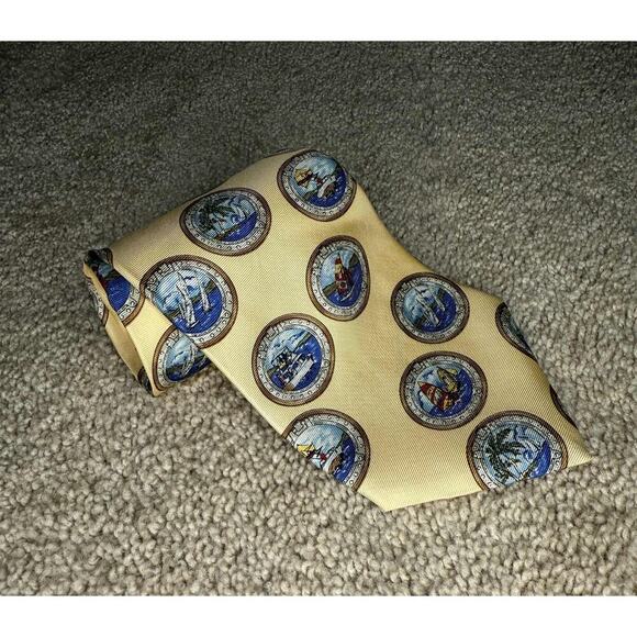 Vintage CHAPS Ralph Lauren Sailing Boat Yacht Print Neck Tie Men's One Size - Picture 1 of 6